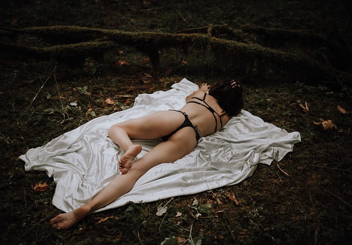 Riske Photography Forest outdoor boudoir photo shoot Victoria BC